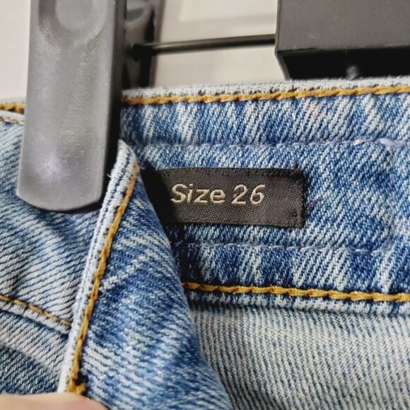 Tailor Made Munich Ultra High Rise Slim Straight Distressed Button Fly Jeans 26 - Picture 5 of 9